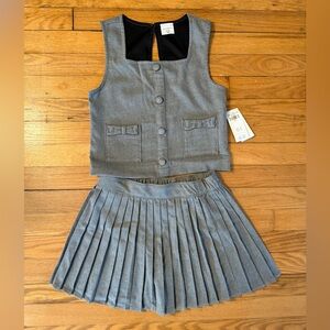 Abercrombie Kids Gray Pleated Skort and Vest Set size 9/10
